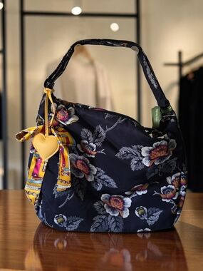 Vera Bradley Hobson Hobo Bag with Yellow Heart Charm NWT